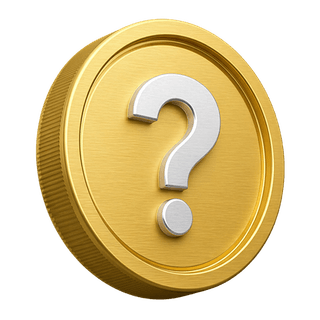 Signo de pregunta sobre una moneda dorada 3D decorativa, ubicada en la sección de preguntas frecuentes